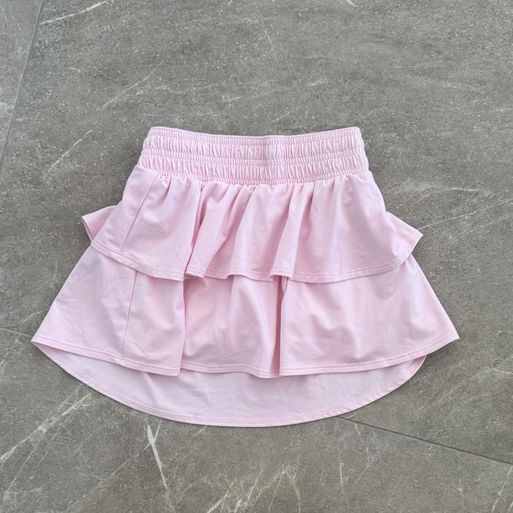 Pink Ruffled Little Girl Tennis Skirt w/ Shorts